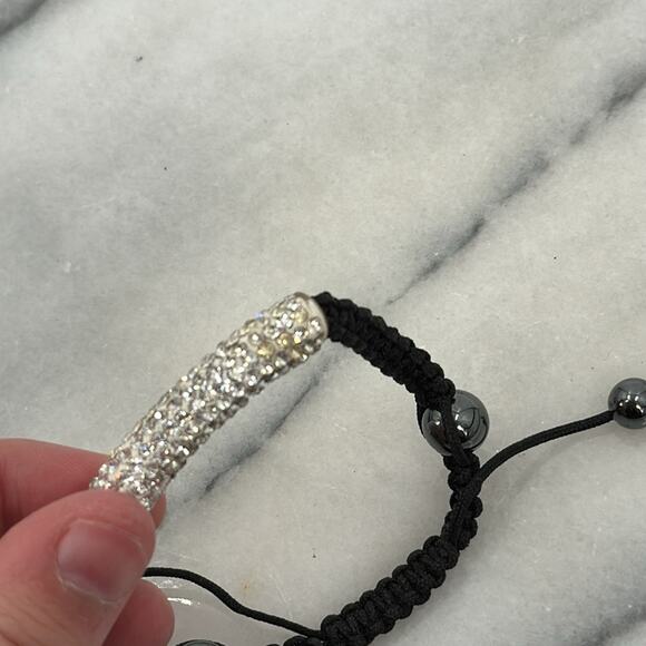 Pave bar black adjustable bracelet - Picture 3 of 5